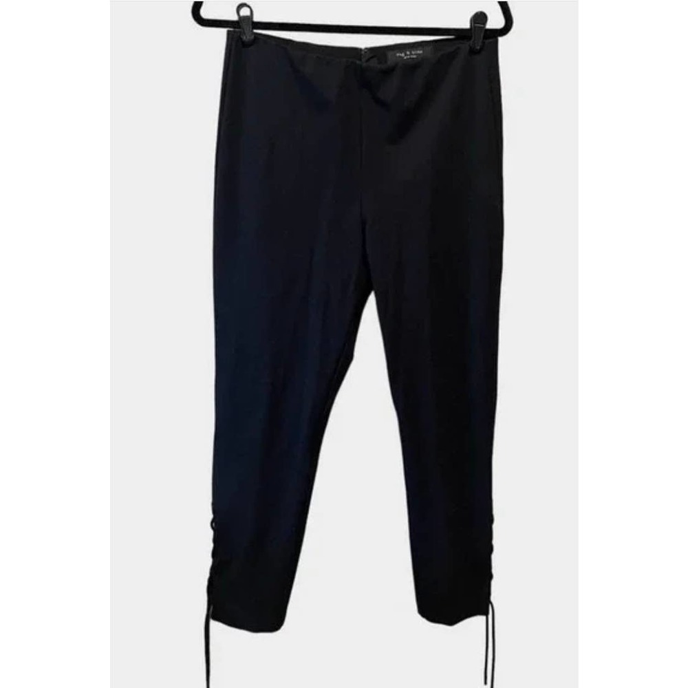 Rag & Bone Pants Simone Lace Up Black Stretch Crop Ankle Pants SZ 8 $325‍‍ - Picture 4 of 11